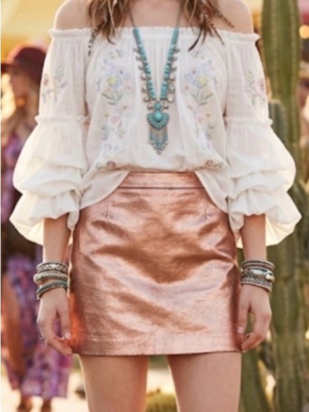 Club Monaco Metallic Rose Gold Mini Skirt Size 8